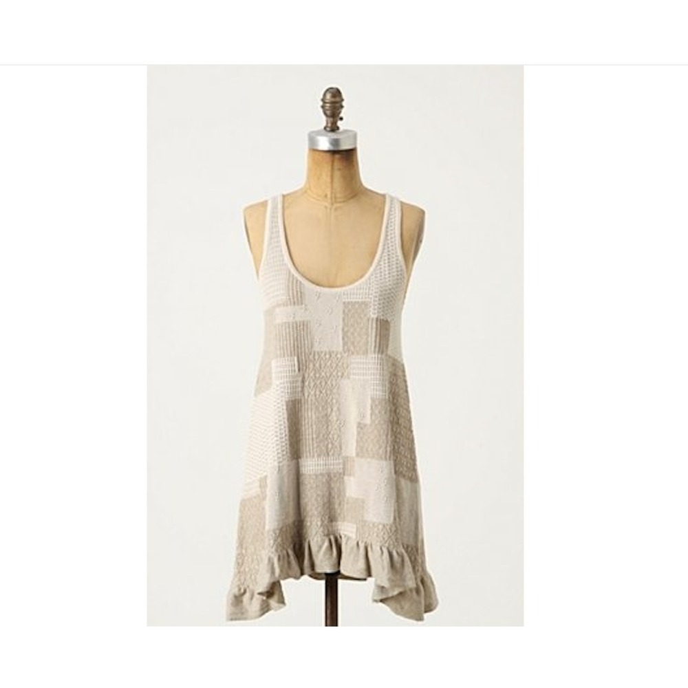 Knitted & Knotted Anthropologie Tunic Boho Patchwork Cottagecore Tank Top-Size M